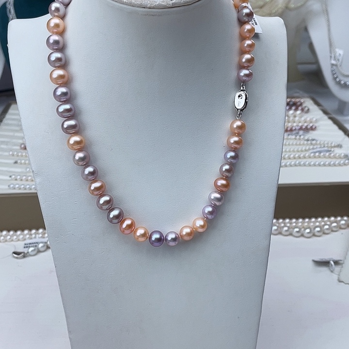 淡水珍珠颈饰银S925镶嵌卡9➕高品极光糖果色