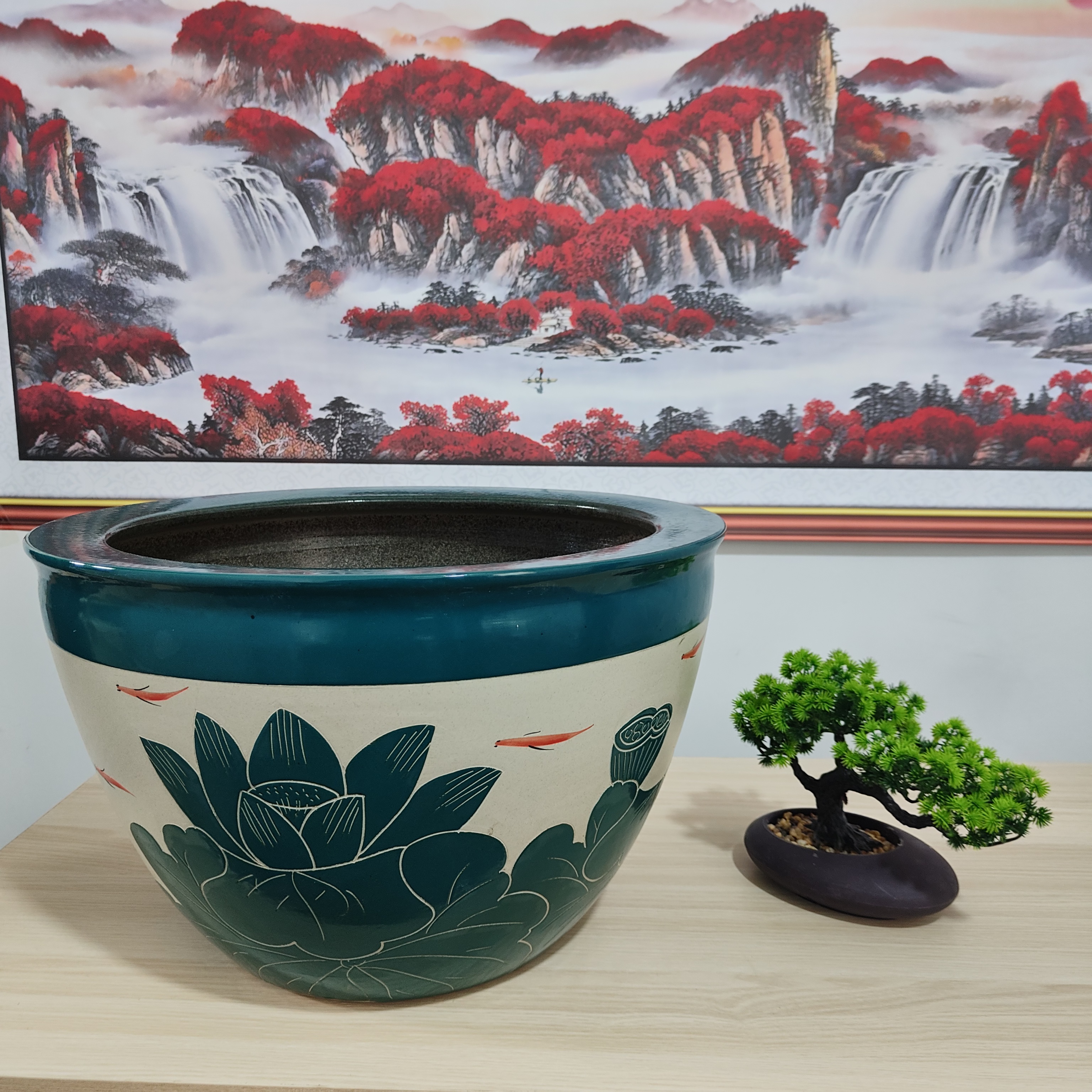 景德镇白色陶瓷鱼缸桌面大号招财金鱼乌龟缸盆睡碗莲水仙荷花盆缸