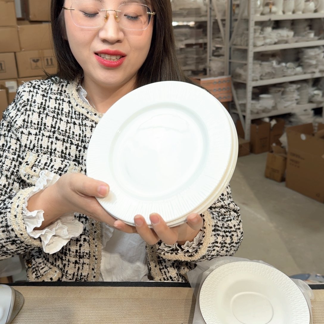 8英寸平盘20cm4个外贸骨瓷微瑕