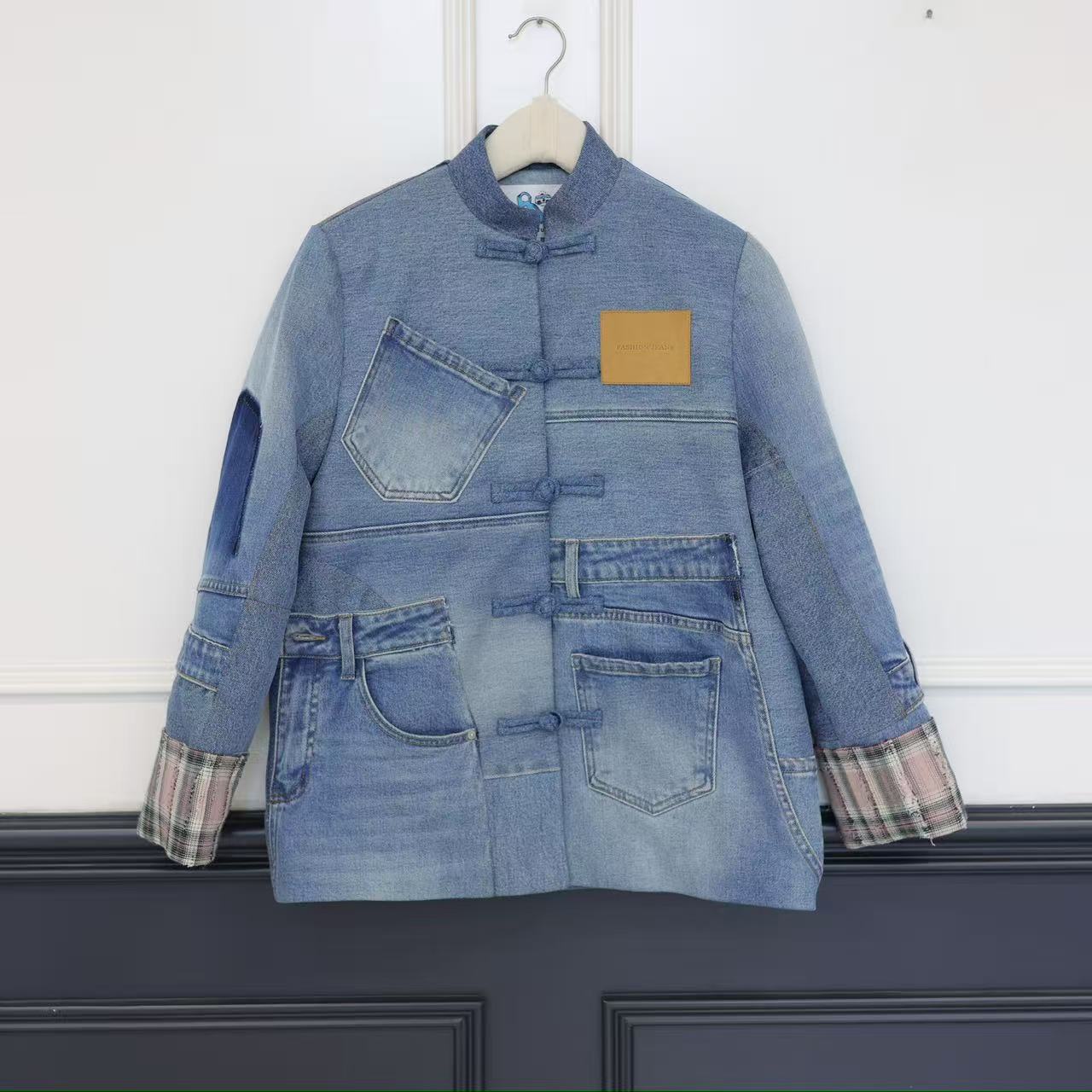 2509113【壁虎姐】GECKO新款秋冬新中式盘扣复古牛仔中长款外套