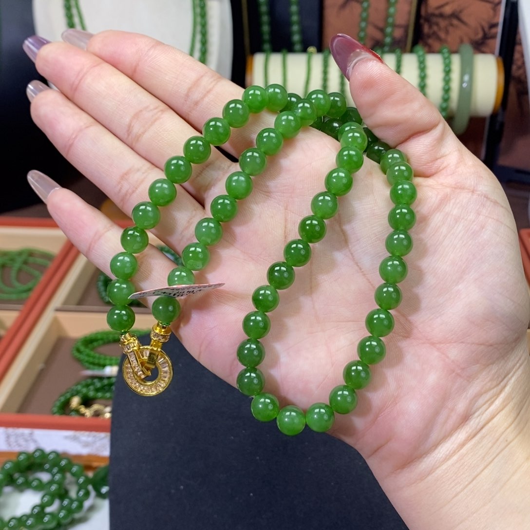 和田玉（碧玉）颈饰未镶嵌阳8锁骨链