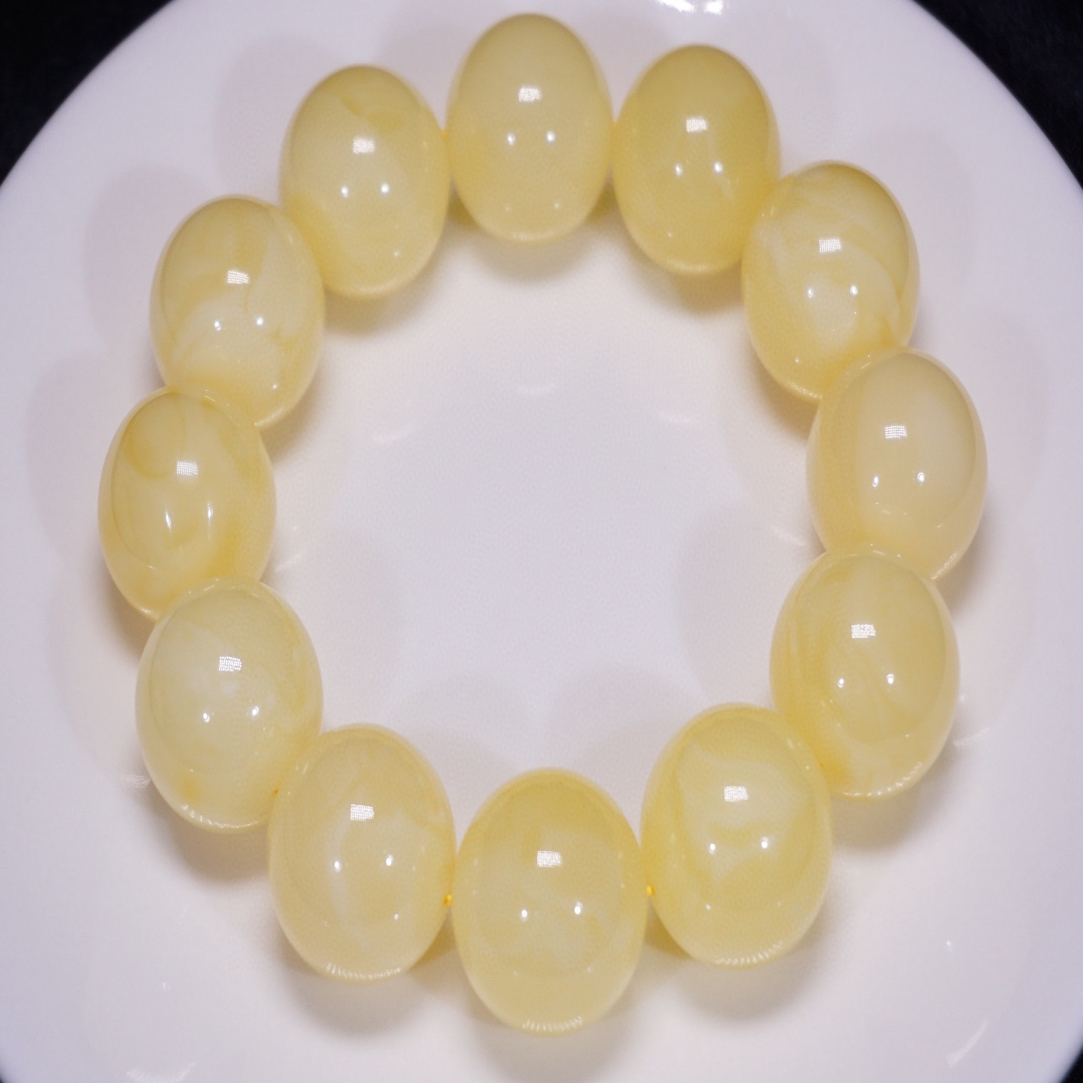 20mm纯天然蜜蜡白花蜡圆珠手串 重57克多样性发一条