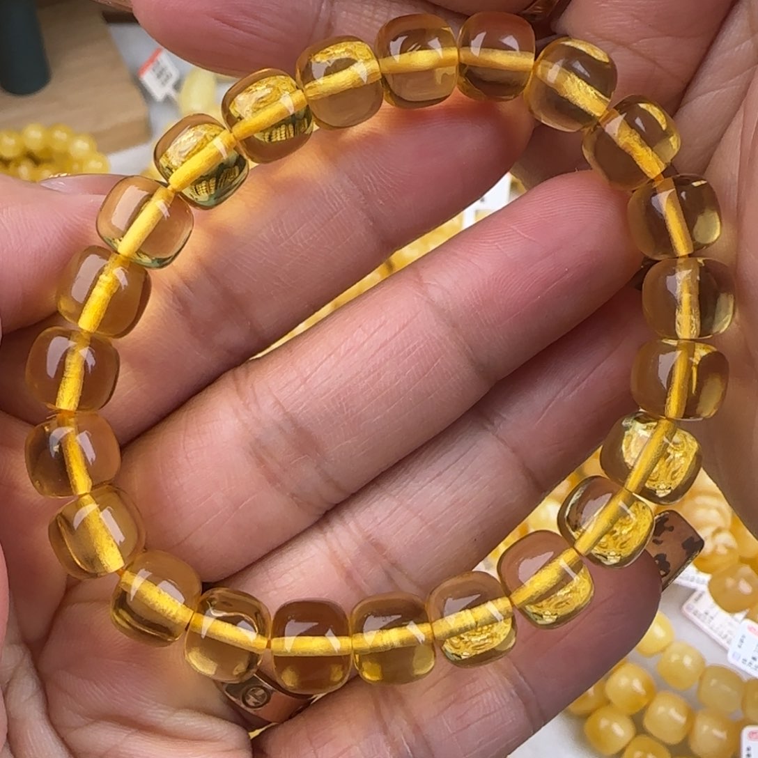 金珀手链未镶嵌金珀老型手串