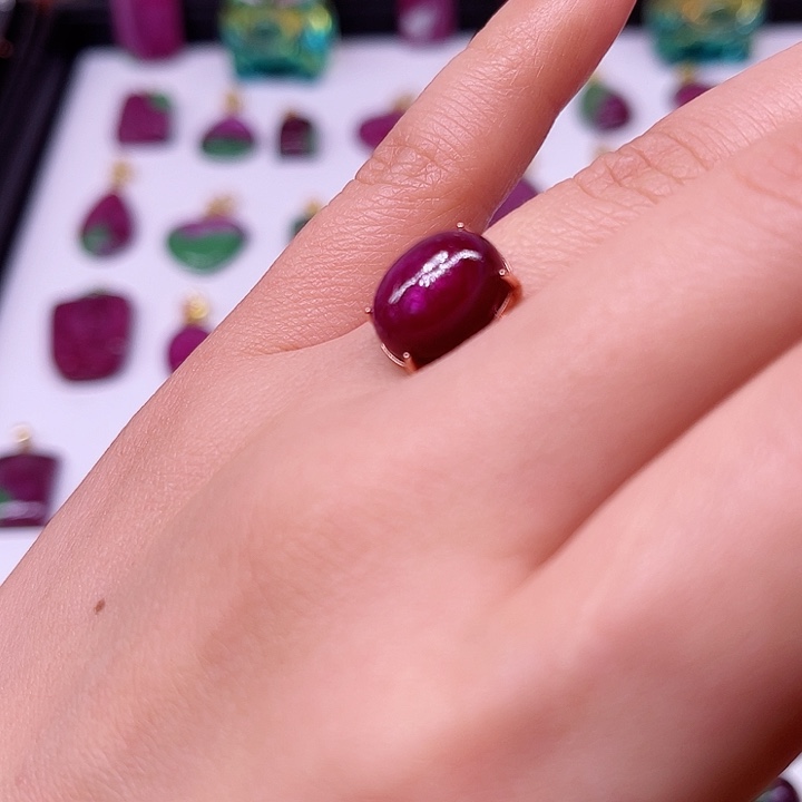 红宝石戒指银S925镶嵌