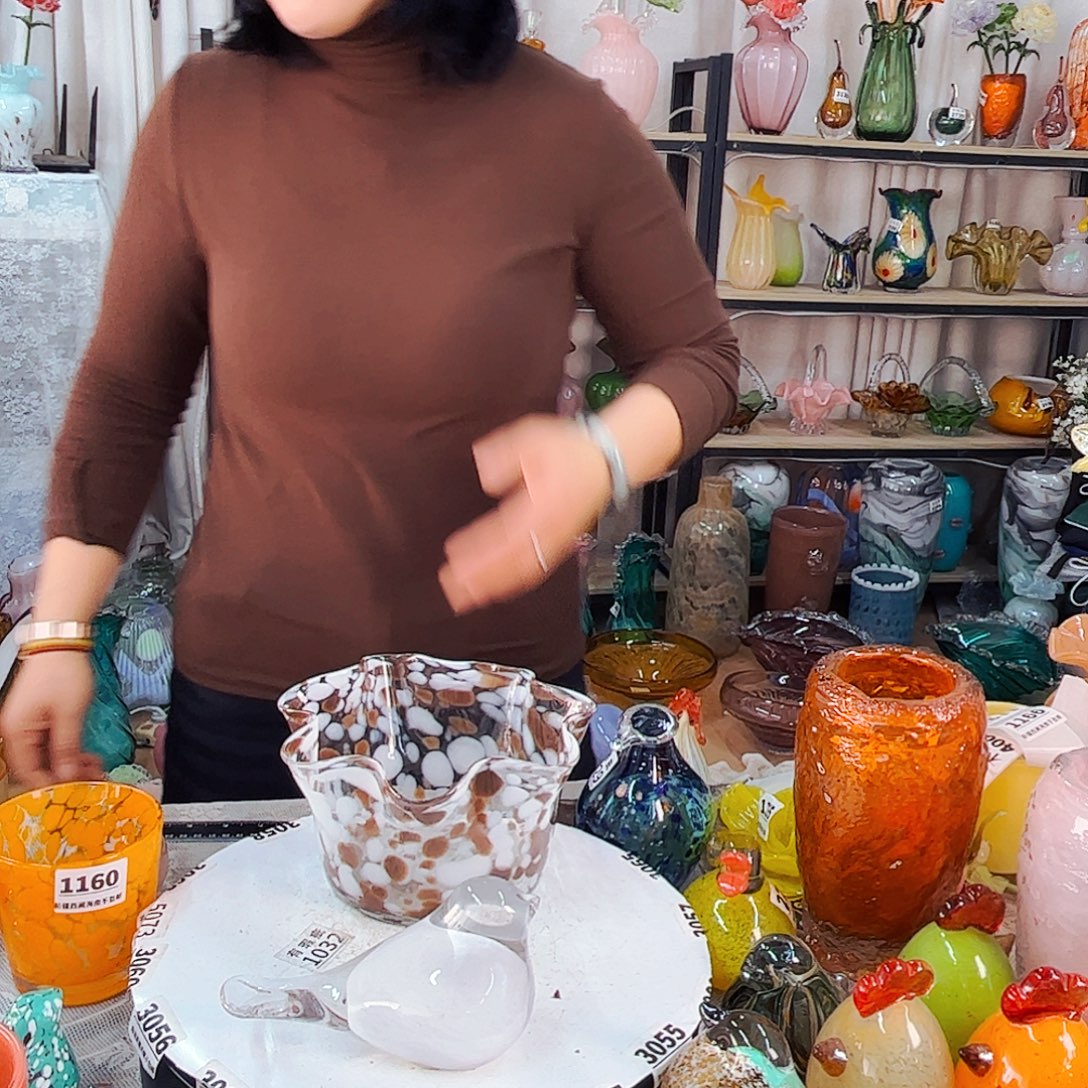 心***柔鸟家悦琉璃花瓶摆件