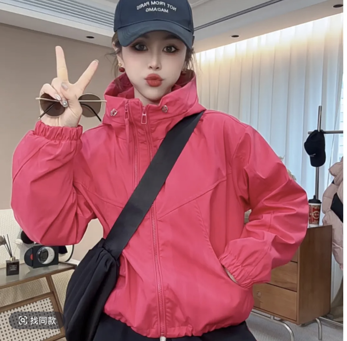 时尚连帽双拉链短款外套女2025春秋季新款韩版休闲宽松显瘦上衣潮