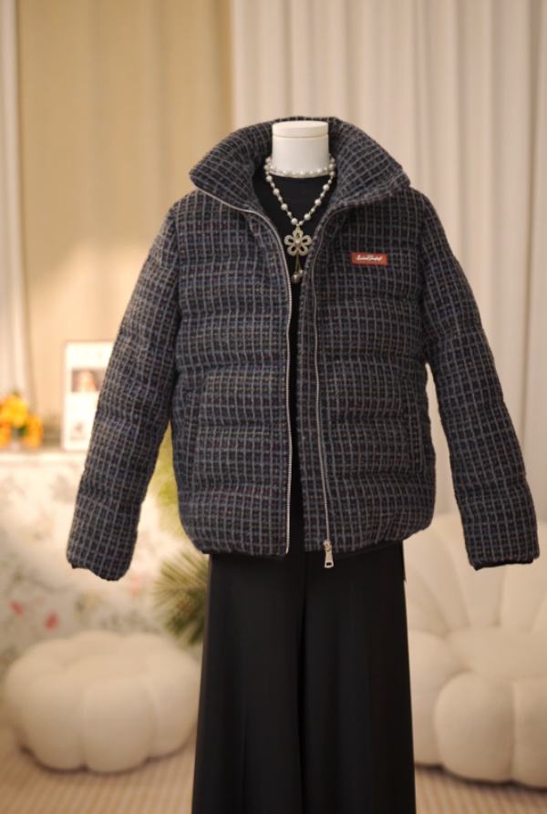 ~羽绒静澜~冬季新款修身显瘦小香风外套 时髦减龄羽绒服女 高级灰