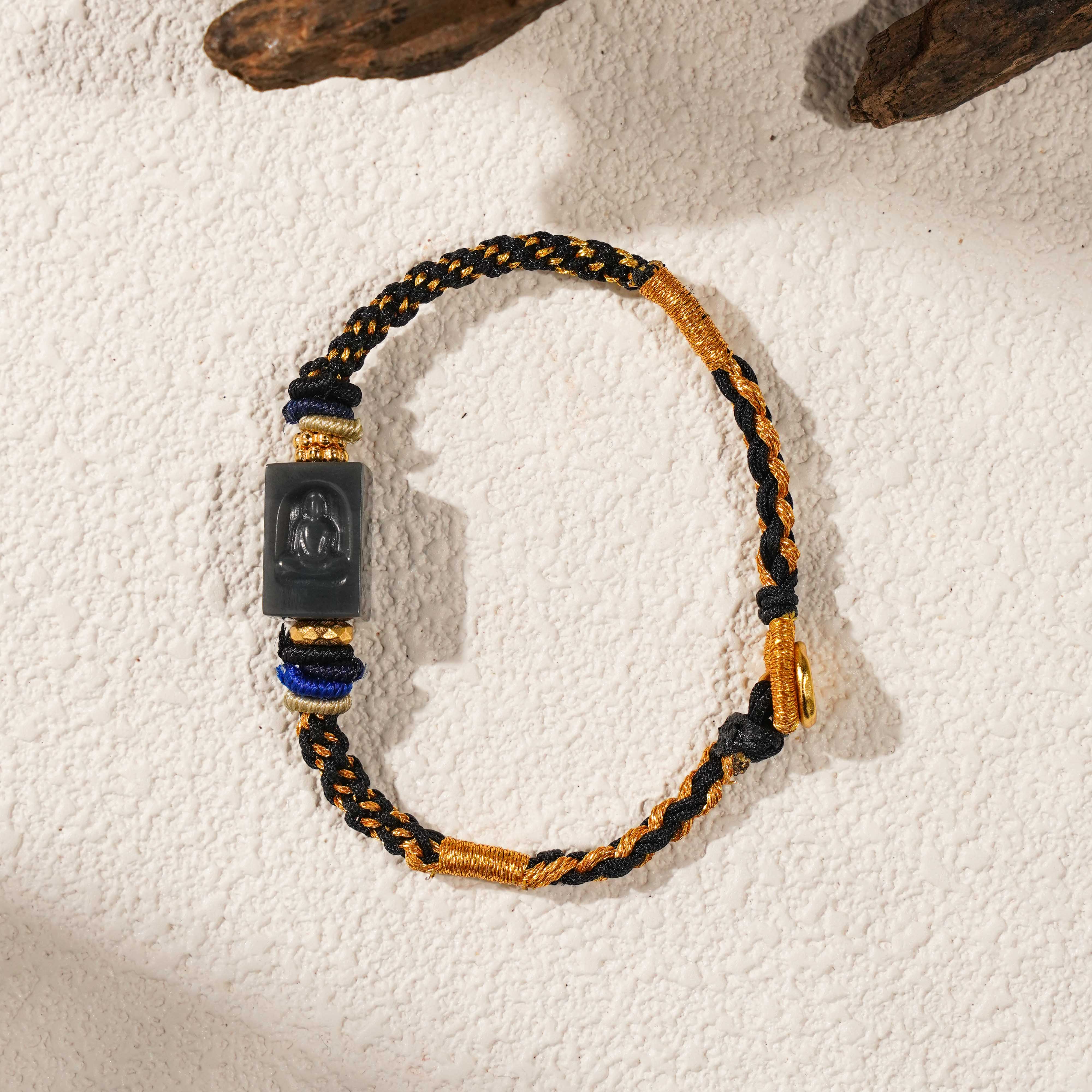 【大有可为】墨玉方型佛窟手绳（天然珠宝多样性发其一）