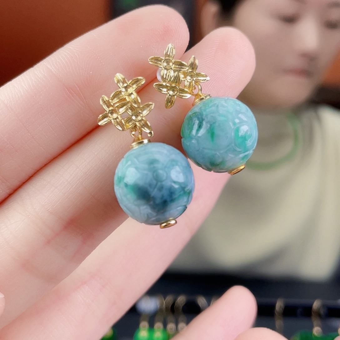 翡翠未镶嵌耳饰饰品