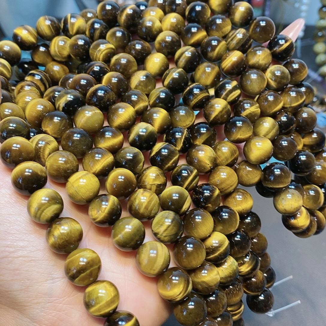 散珠玛瑙/玉髓12mmA货黄虎一条