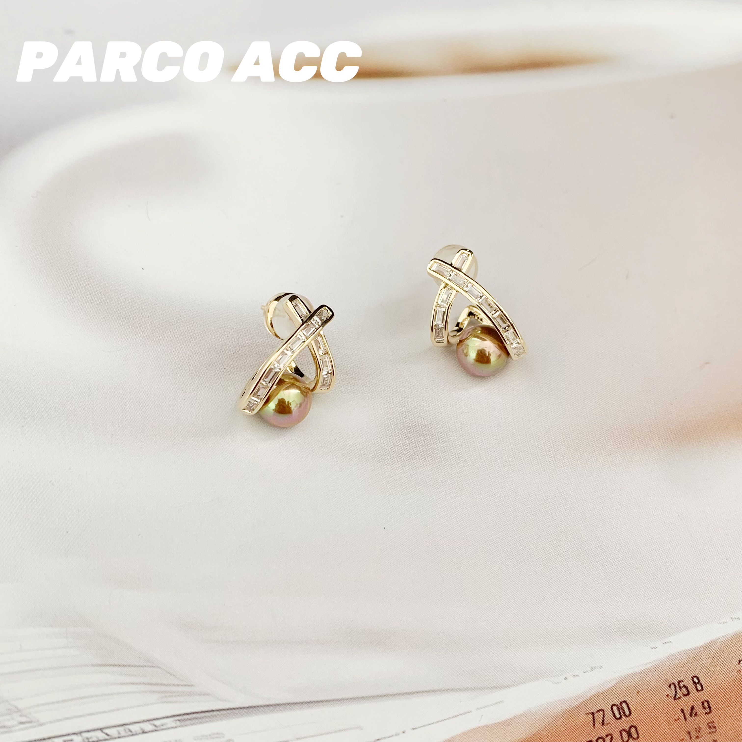 铜合金合成锆石耳饰 G406  绳结方锆耳钉