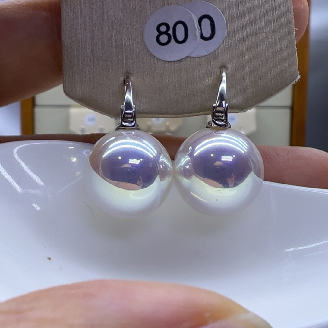 淡水珍珠银S925镶嵌耳饰