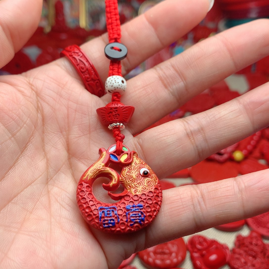 天然辰砂工艺品朱砂钥匙扣