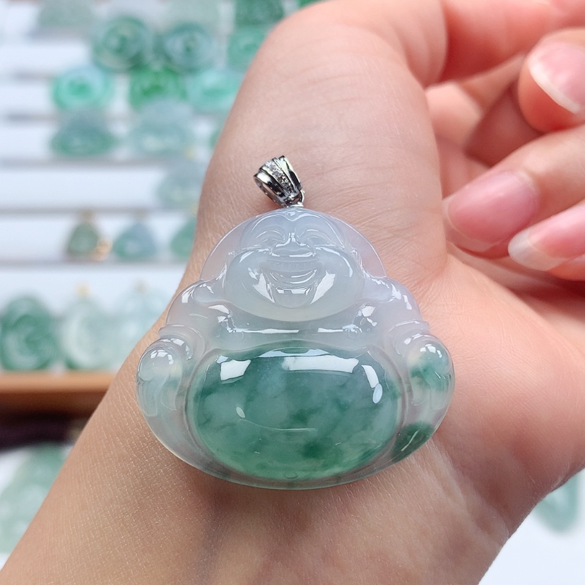 【闪购商品】翡翠吊坠(赠链)18K金镶嵌
