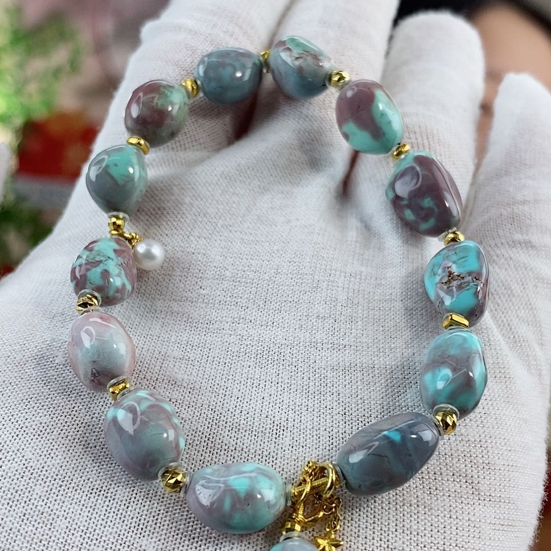 绿松石珠宝奇石18K金镶嵌