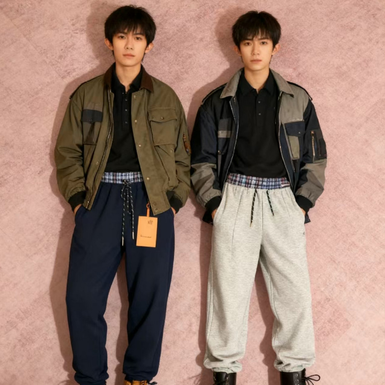 【明星同款】2025年设计师新款显瘦ins刺绣阔腿裤休闲裤宽松拼接