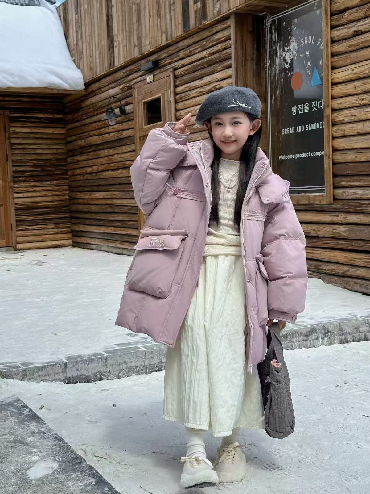 【秋雨】【羽】极寒公主范长款加厚大被子款女童羽绒服
