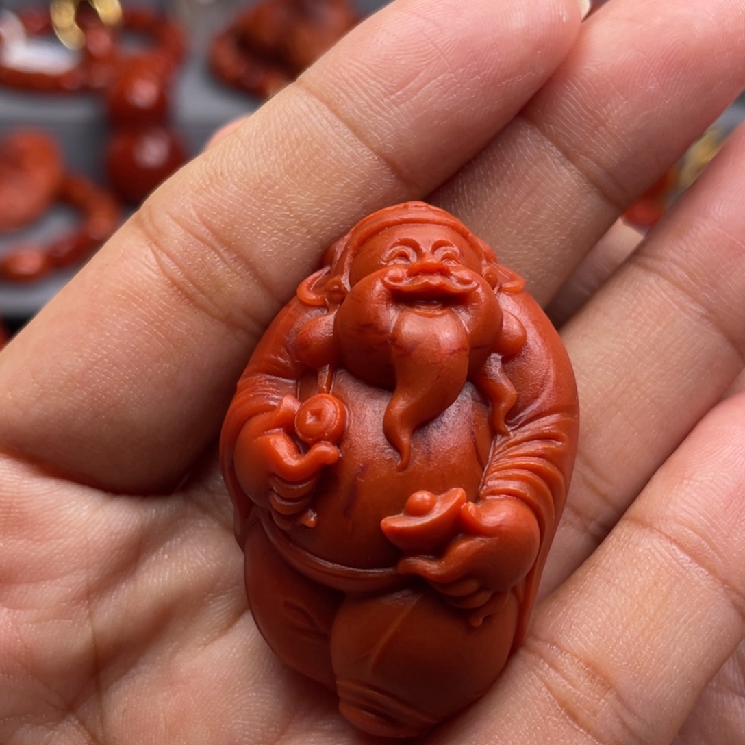 南红玛瑙未镶嵌珠宝奇石财神吊坠
