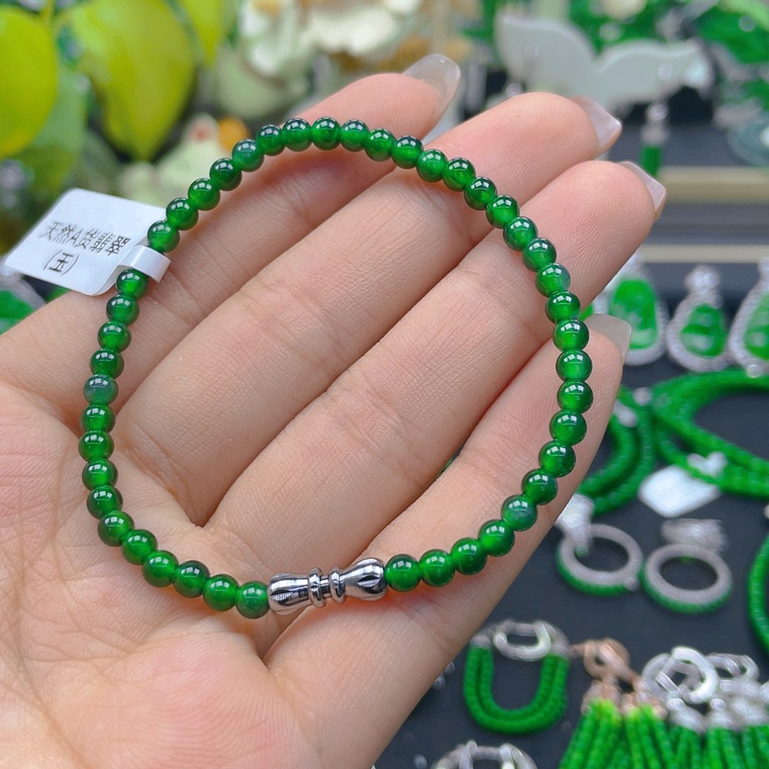 翡翠手链未镶嵌天然A货翡翠卡4