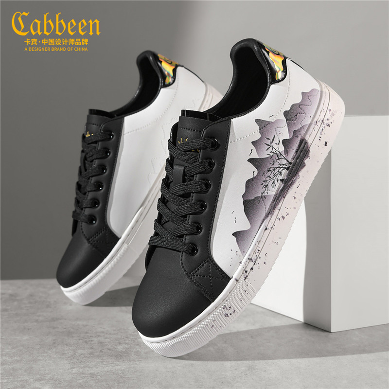 Cabbeen/卡宾春季韩版新款男鞋男士休闲中国风板鞋百搭低帮潮鞋