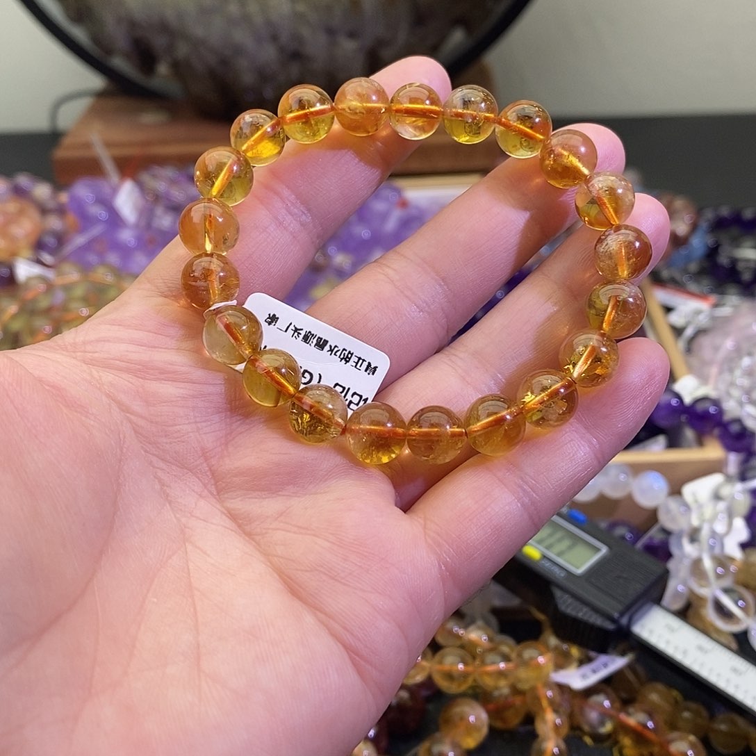 水晶手链未镶嵌黄水晶9+