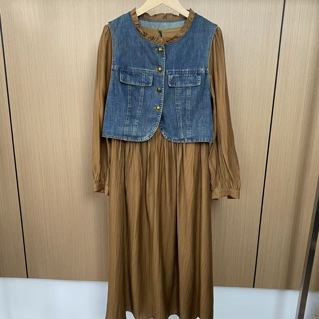 279复古港风法式休闲风时尚套装女装衬衫设计师春季拼接