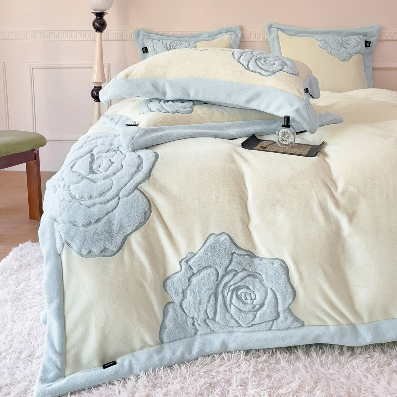 绣花夫人专享/安妮系列/轻奢简约设计/刺绣工艺款/奢品绒四件套