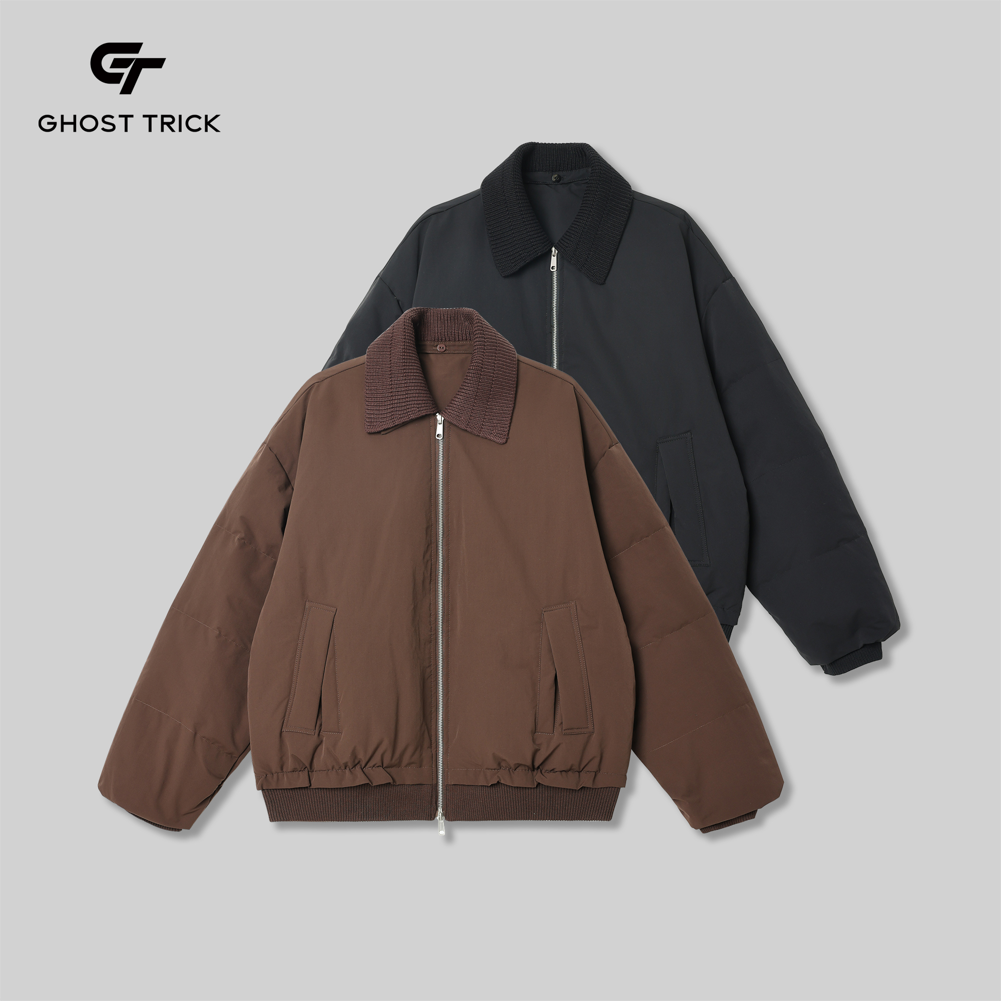 冬季新款翻领撞色羽绒服9506