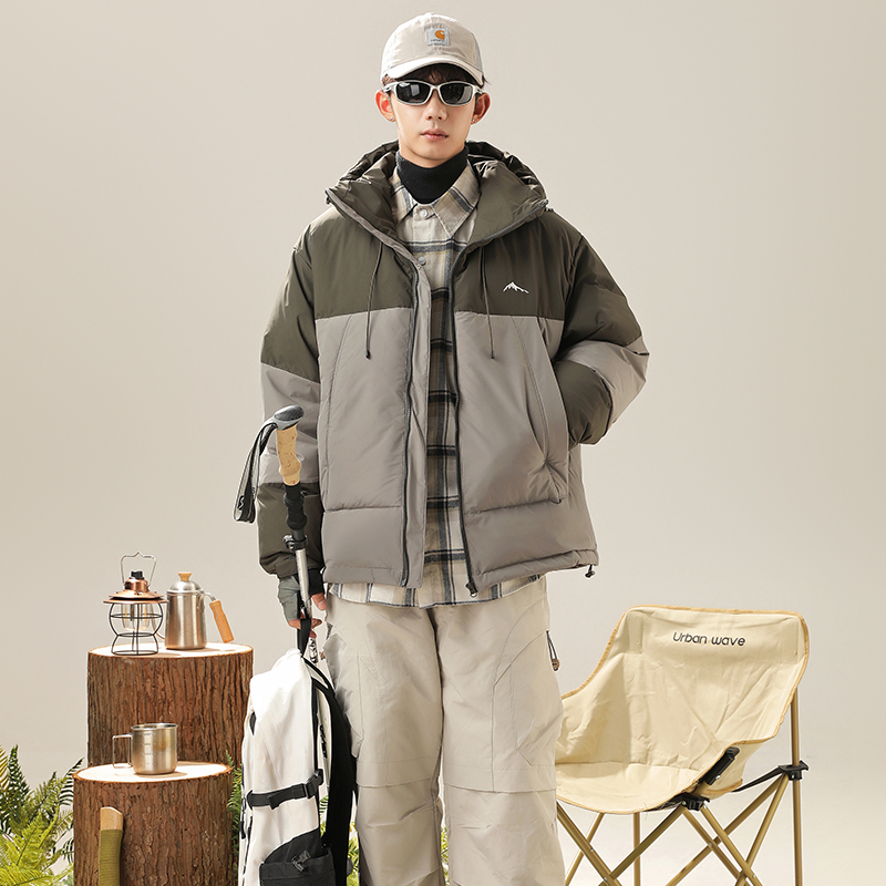 特价清。羽绒服男士冬季外套拼接撞色宽松休闲上衣。27-YR36