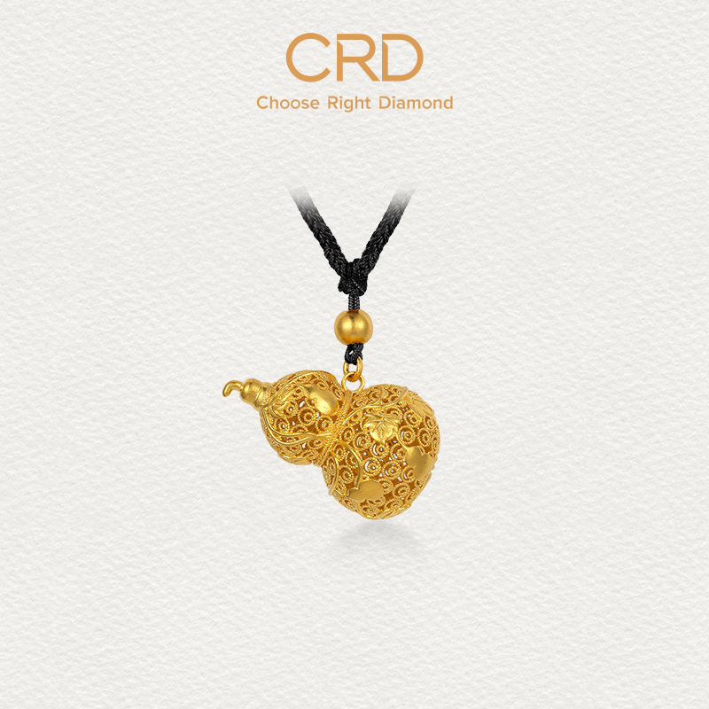 CRD克徕帝花丝葫芦足金吊坠镂空葫芦吊坠足金999吊坠送礼三金