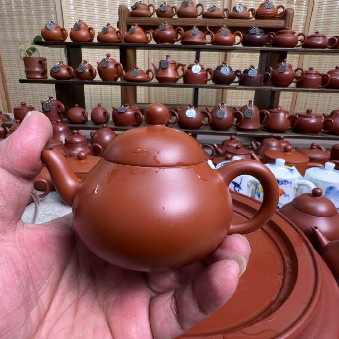 舞***楠茶壶紫砂潮州手拉朱泥壶，微瑕不退换