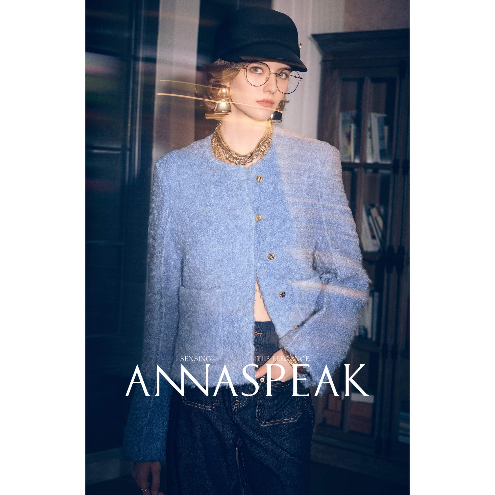 ANNASPEAK暖炉纸片人 巨保暖大圈圈飘柔丝光马海毛小香外套冬季AS