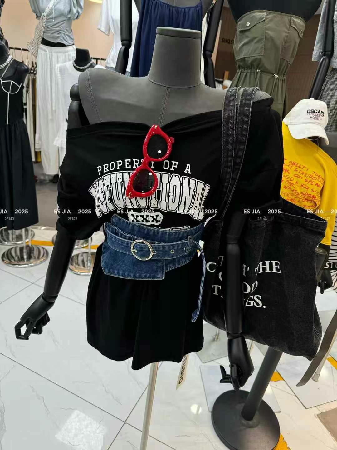 大娜小众～韩货定制款时尚洋气带腰封T恤