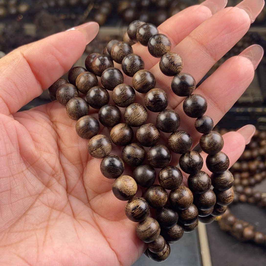 沉香手串冬**青越南白棋楠留疤