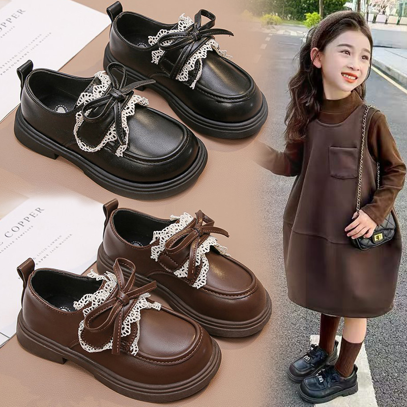 女童皮鞋黑色2025春秋小皮鞋单鞋英伦演出女孩软底儿童公主鞋