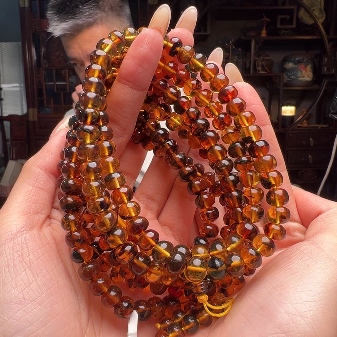 琥珀裸石未镶嵌抚顺琥珀20527多样性发其一8mm