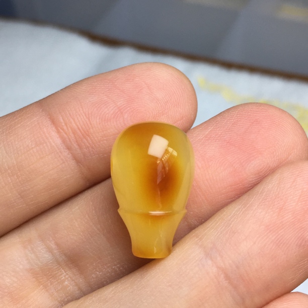 蜜蜡三通 对孔约12.6mm皮色皮纹 原石手作天然原矿保真无优化