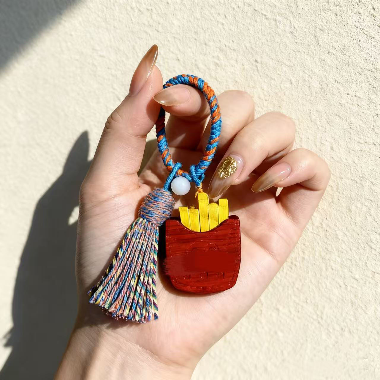 实木薯条挂件钥匙扣包包挂件可爱创意装饰