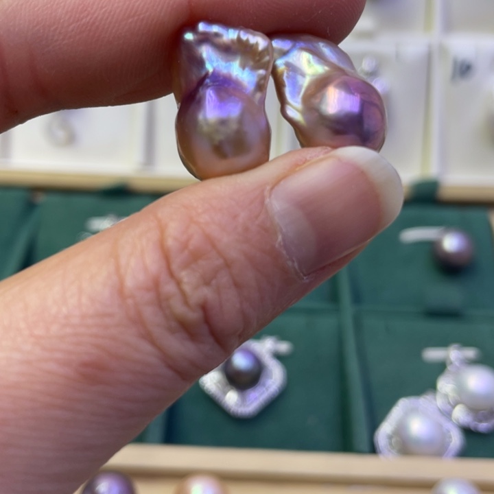 淡水珍珠耳饰银S925镶嵌