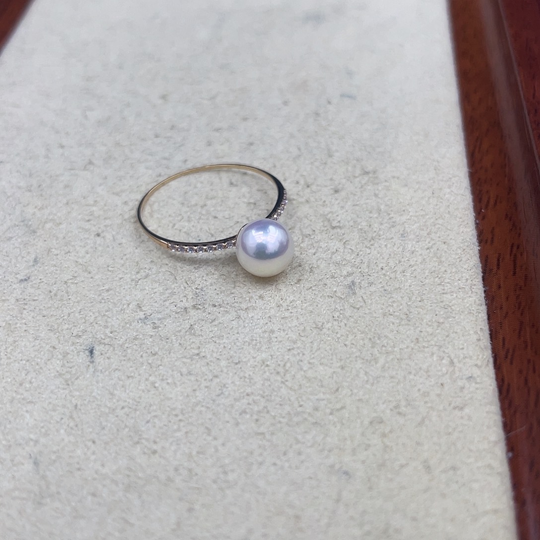 14K金镶嵌海水珍珠戒指