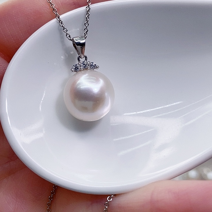 淡水珍珠银S925镶嵌颈饰12+A