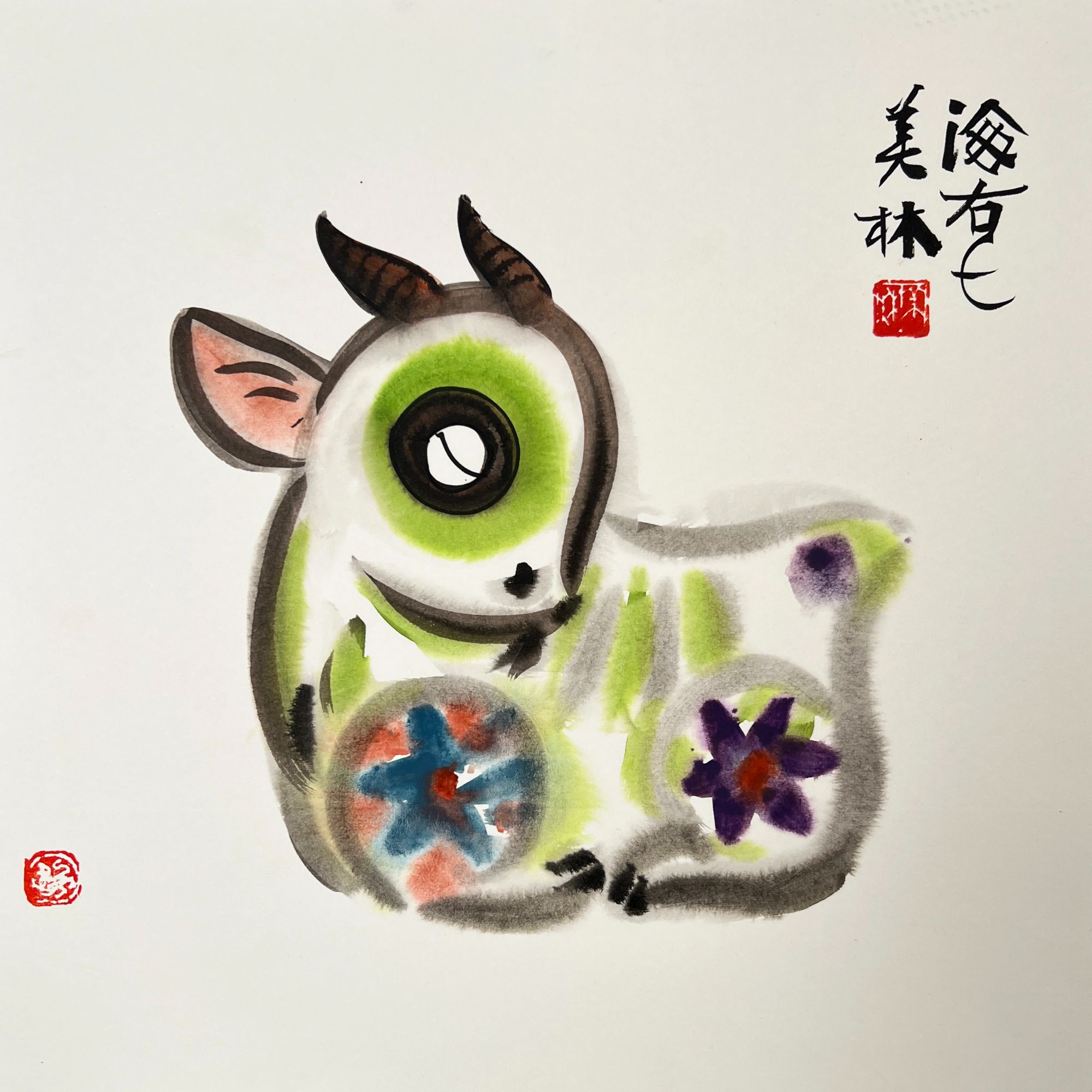 ZJ10516-韩美林绘画38x38cm/约1平尺