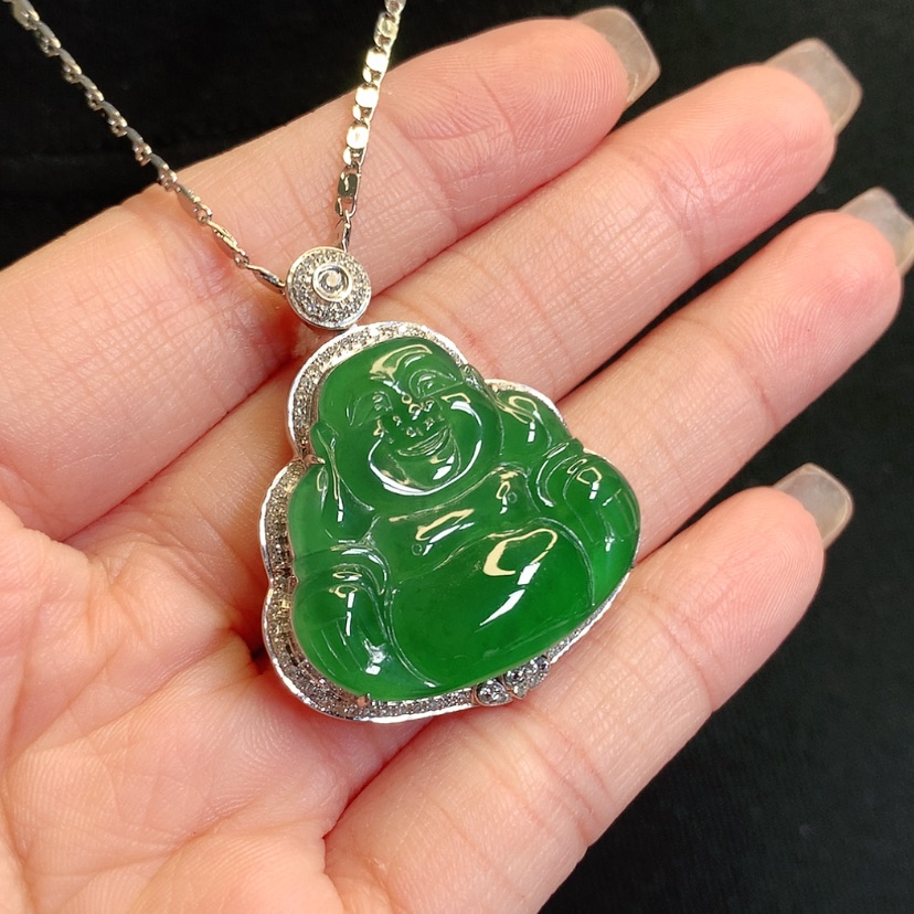 【闪购商品】翡翠18K金镶嵌吊坠(赠链)佛公