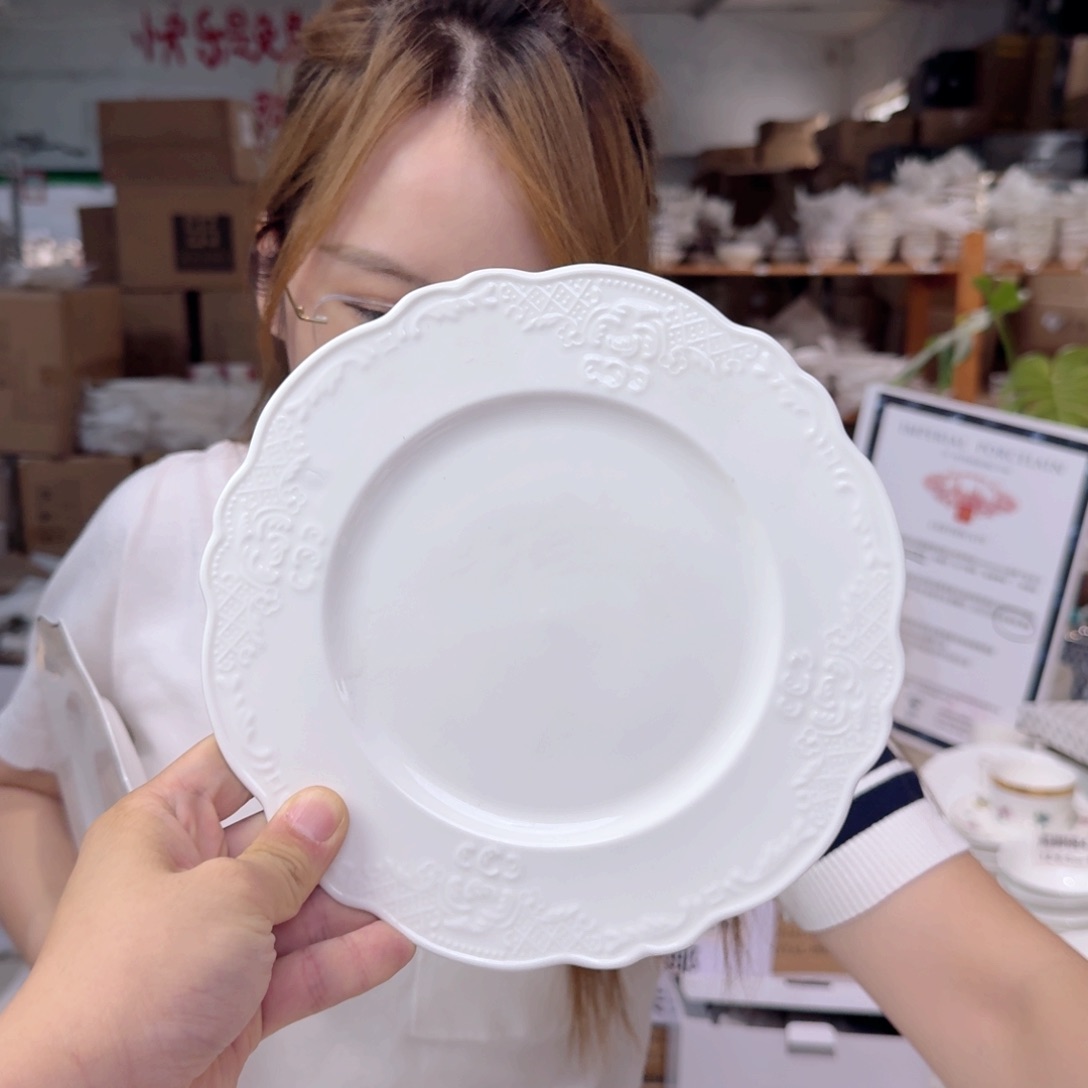 骨瓷骨瓷7.5英寸平盘19cm一2个外贸骨瓷