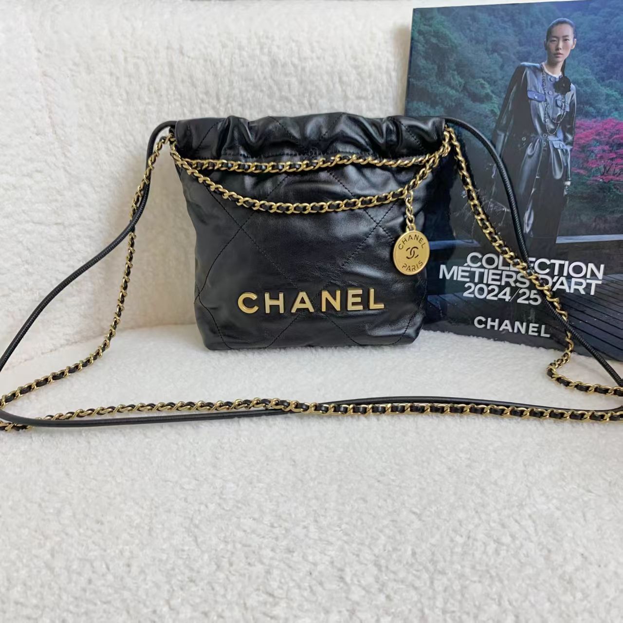 99新 Chanel/香奈儿 黑金22bag mini/58273093/12期/代卖服务2512