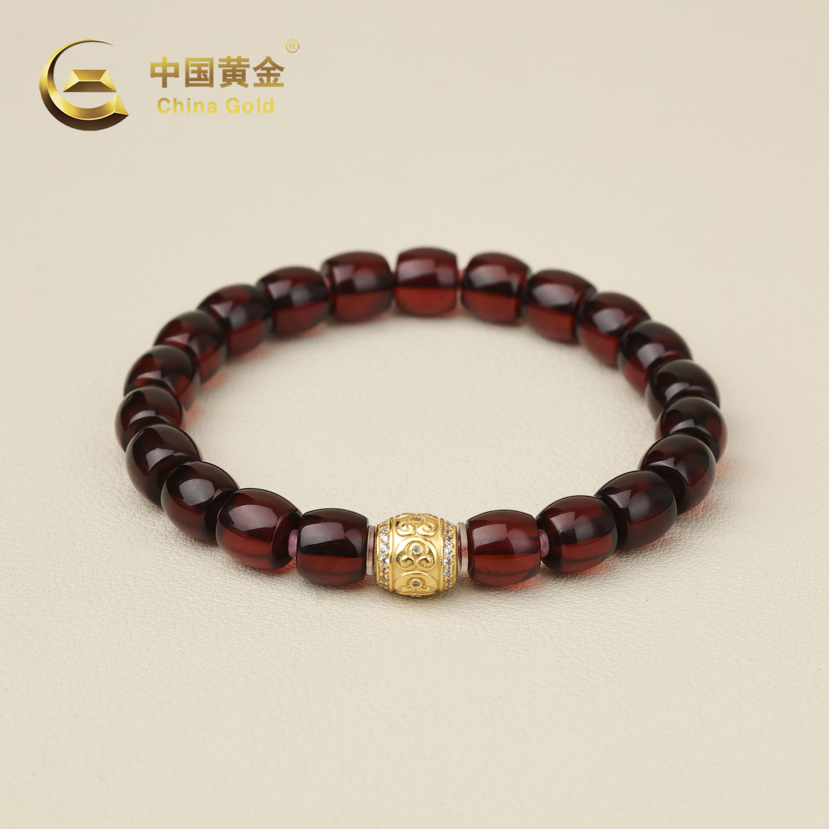  【中国黄金】函珀 | 琥珀*手串*S925银镶嵌-S4525-L-Y