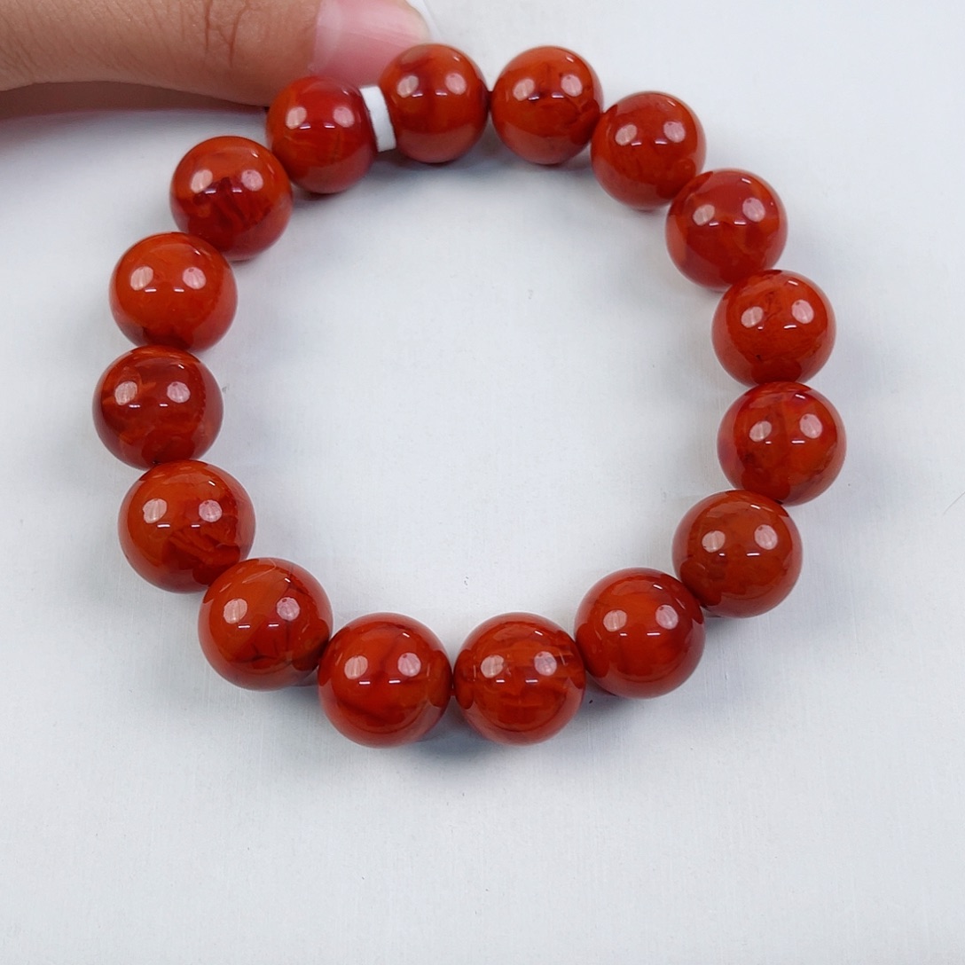 南红玛瑙未镶嵌瓦西收藏级圆珠13mm木*凡