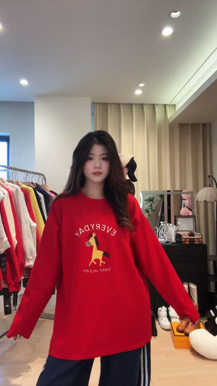 2025年新款加厚打底衫中长款圆领宽松长袖00000