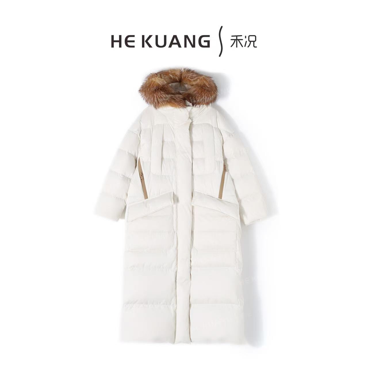 禾况 HEKUANG【玉雪承暖】狐狸毛貉毛领冬日诗意长款羽绒服3120871
