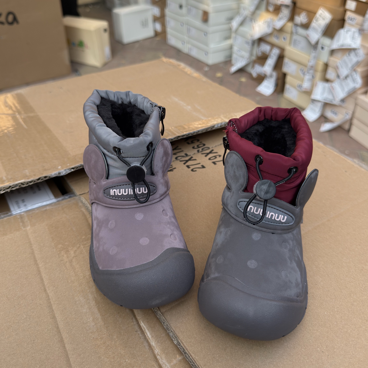 汐汐麦卡冬季短筒雪地靴季软底童鞋休闲风百搭小耳朵防水